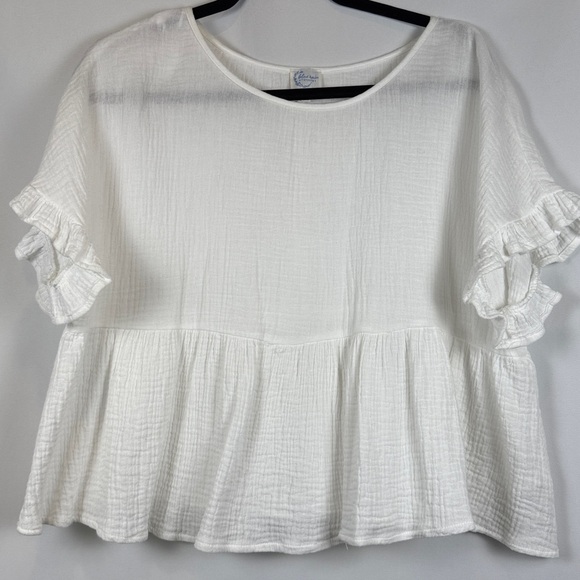 White Ruffled Women's Top - Picture 2 of 4